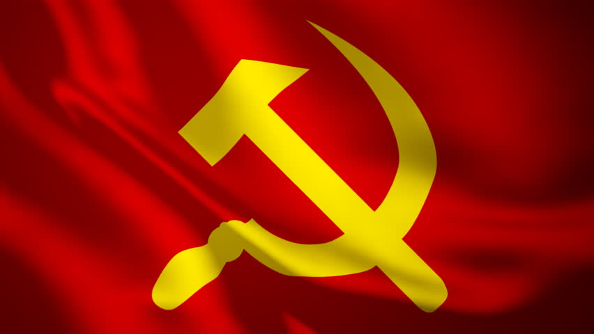 Satin USSR flag background with big symbol of socialism and communism in center Royalty-Free Stock Footage #1106432457