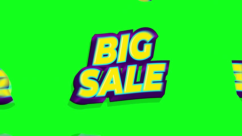 Big sale sign animation on green screen background