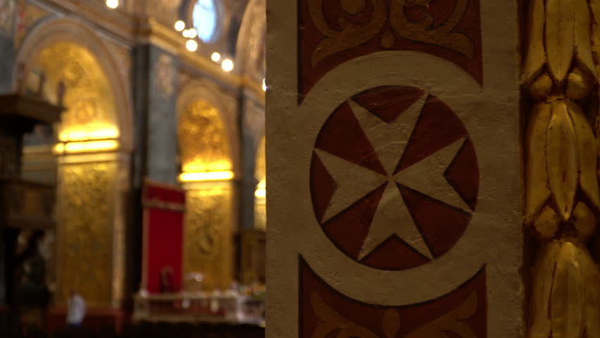 St John's Co-Cathedral Inside Detail of Fresco Walls - Valletta Malta Royalty-Free Stock Footage #1106446277
