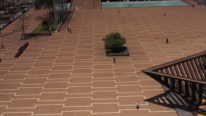Aerial view over Rabin Square in Tel aviv
Drone view of Empty Rabin Square Daylight, 2021
