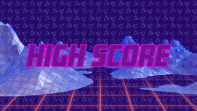 Animation of high score text over metaverse on purple background. Global video game, digital interface, communication, computing and data processing concept digitally generated video. - Powered by Shutterstock - Get 15% off with code: PIKWIZARD15