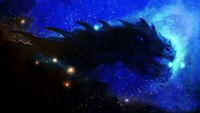 Cosmic dragon in space and stars, blue cosmic abstract background. Loop Animation. - Powered by Shutterstock - Get 15% off with code: PIKWIZARD15