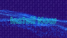 Animation of install now text over blue mesh on purple background. Global video game, digital interface, communication, computing and data processing concept digitally generated video. - Powered by Shutterstock - Get 15% off with code: PIKWIZARD15