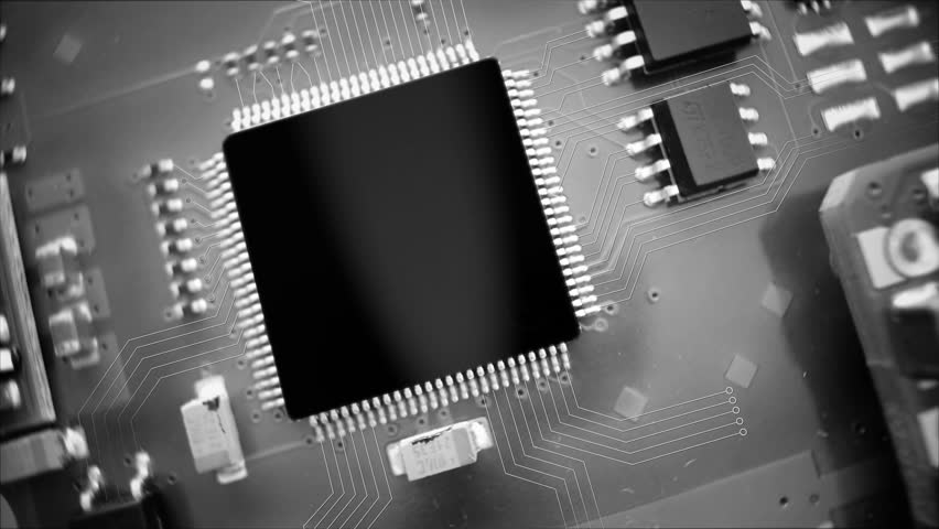 Cloud computing motion graphic concept, CPU chip electronic animation