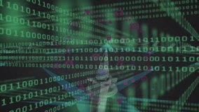 Animation of qr code over binary coding and compass. Global cyber security, computing and data processing concept digitally generated video. - Powered by Shutterstock - Get 15% off with code: PIKWIZARD15