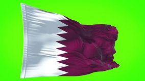 Qatar flag. Motion Loop video waving in wind. Qatar Doha Flag background.