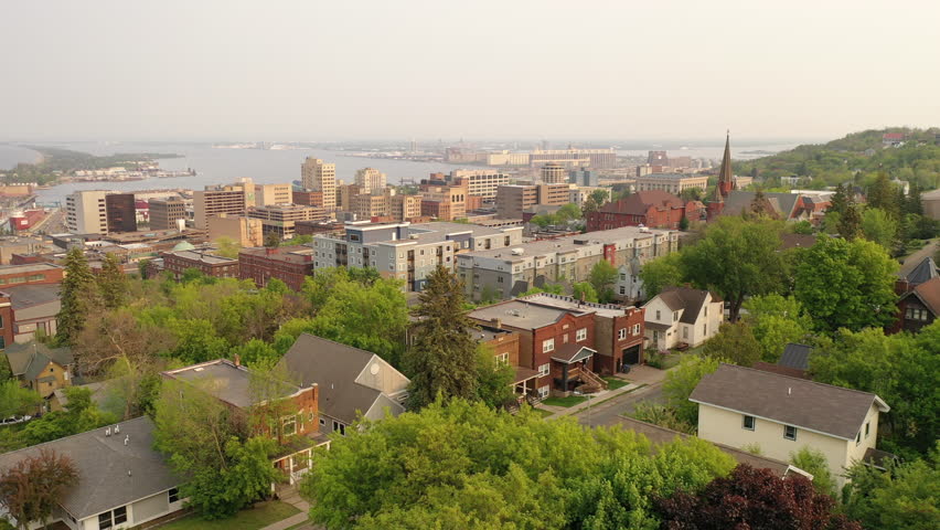 Aerial view of  Duluth, Minnesota, United States in summer