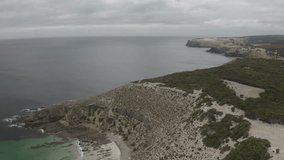 Drone video of cliffs along coastline on Kangaroo Island, South Australia