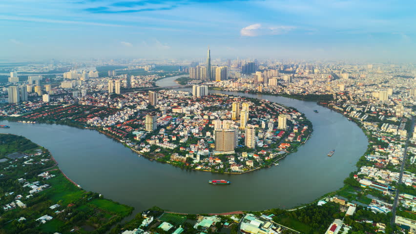 Aerial view of Ho chi minh city in Vietnam. Royalty-Free Stock Footage #1106466471