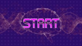 Animation of start text over human brain and dna strand on purple background. Global video game, digital interface, communication, computing and data processing concept digitally generated video. - Powered by Shutterstock - Get 15% off with code: PIKWIZARD15
