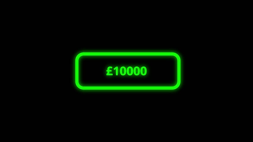 10 thousand pound sterling counter animation. 10k pound sterling counting animation. Counting money and digits increasing.