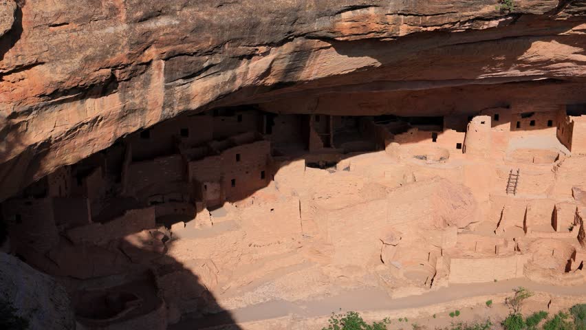 Sunny view of the historical Cliff Palace in Mesa Verde National Park at Colorado
