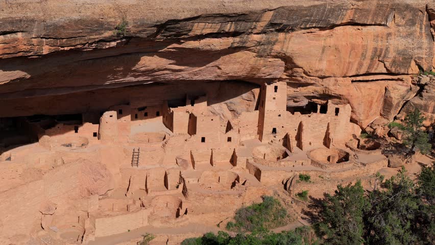 Sunny view of the historical Cliff Palace in Mesa Verde National Park at Colorado