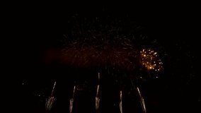 Fireworks Display Starry Night Sky Background. Colorful Beautiful Fireworks Show. Starry Sky Background. Celebration Videos. 4K New year's eve fireworks celebration loop of real. 3D Illustration