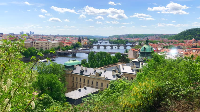 Bridges crossing the Vltava River in Prague, Czech Republic
