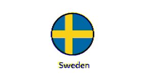 Pixel Sweden flag with glitch effect on white background. Motion Graphics