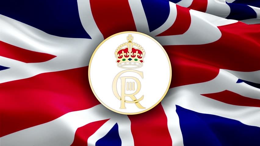United Kingdom flag video waving in wind Of Great Britain and Northern Ireland. Realistic Union Jack Flag background. British UK Flag with KING Charles III symbols Looping Closeup 1080p Full HD 1920X1