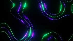 Turquoise and Purple on Black Abstract Neon Glowing Moving Background VJ Loop Animation in 4K