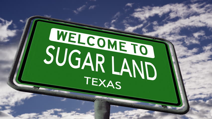 Welcome to Sugar Land, Texas. USA City Road Sign Close Up, Realistic Animation Royalty-Free Stock Footage #1106485213