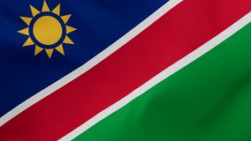 Namibia fabric flag - calm swaying in the wind, looped endless cycled video, completely full screen covers flag background