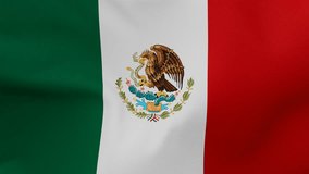 Mexico or United Mexican States fabric flag - calm swaying in the wind, looped endless cycled video, completely full screen covers flag background