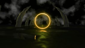 Halloween abstract background VJ Loop tunnel motion graphics. Circle in the middle with a place for text. Seamless loop video perfect for VJ thematic sets and gothic festivals, Halloween rave parties