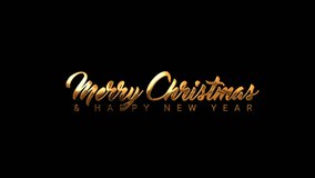 Merry Christmas and Happy New Year in Handwritten Animated Text in Gold Excellent for Christmas and New Year's celebrations all around the world.