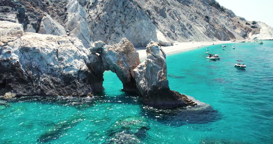 An orbit flight around the famous rock from Lalaria Beach in Skiathos