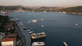 Bosphorus sea in Istanbul, Turkey. Videos also shows boats in the sea
