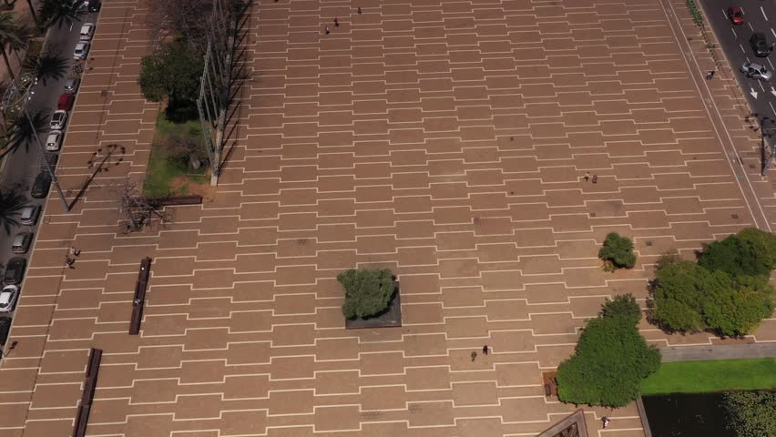 Aerial view over Rabin Square in Tel aviv
Drone view of Empty Rabin Square Daylight, 2021
