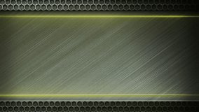 Black glossy and grey silver chrome stainless steel iron metallic stripes. Geometric tech abstract motion background with yellow neon lines . Seamless looping. Video animation Ultra HD 4K 3840x2160 