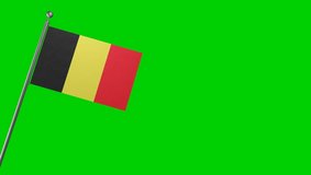 belgium flag animation, belgium flag green screen. Belgian flag waving video footage 4k, belgium national flag 