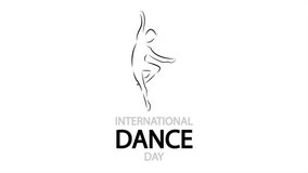 International dance day linear silhouette of a dancing man, art video illustration.