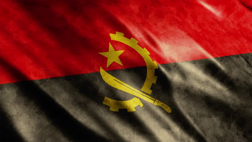 Angola National Flag Grunge animation High Quality Waving Cloth Animation Loop able, Extend the duration as required