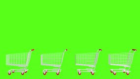 White Shopping Carts  on a green screen . Concept for online shopping. 3D loop animation. Grocery basket . - Powered by Shutterstock - Get 15% off with code: PIKWIZARD15