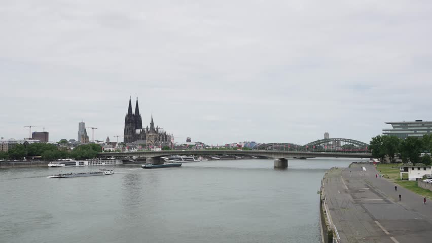 Panoramic view of Cologne City on day after rain