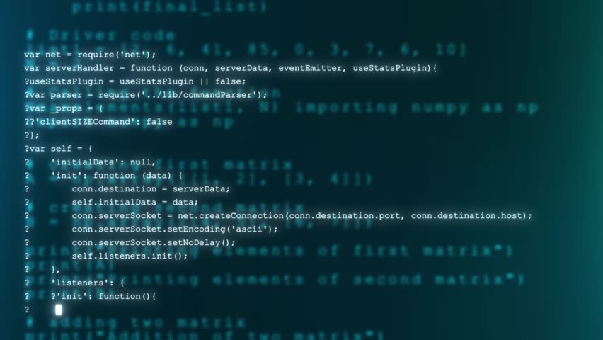 Programming, technology and computer background. Digital software source code. encrypted Program development and security hacking code. source code. software developer and Computer. 3D Illustration