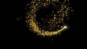 4K Golden Glitter Sparkling Magic light. Shining gold Dust particles Trail Crossing sparkles on black background. Birthday, Anniversary, new year, event, Christmas, Festival, Diwali. 3D Illustration - Powered by Shutterstock - Get 15% off with code: PIKWIZARD15