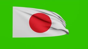 Japanese Flag Animation waving Green Screen