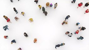 Crowd of various professions, poses on white background. 3d animation