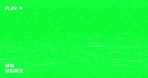 VHS Overlay Green screen | For Editing | VHS Intro Screen Of A Videotape Player With Noise Flickering. Retro 80 S Style Vintage