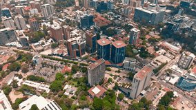 Aerial shot of the metropolitan area of Guatemala City, Central America, modern city, metropolitan area.