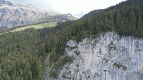 Aerial Drone Video Panning Left of the Swiss Alps Near Interlaken and Lauterbrunnen 
