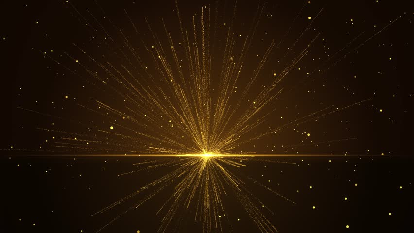 Luxury golden particle freely rising and floating, stage decoration background. Light flare For event, festival, presentation, music, show, party, Award, fashion, Music, festival. 3D Illustration Royalty-Free Stock Footage #1106585047