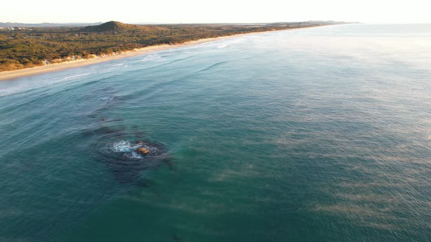 Sea Mist in the Morning at Coolum Beach, Queensland, Australia Aerial Shot