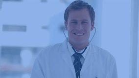 Animation of data processing over caucasian male doctor. Global medicine, healthcare, computing and data processing concept digitally generated video. - Powered by Shutterstock - Get 15% off with code: PIKWIZARD15