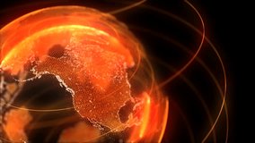 Abstract digital geometry lines earth abstract orange background animation technology 4K video
