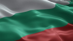 Bulgaria flag video waving in wind. Realistic flag background. Close up view, perfect loop, 4K footage