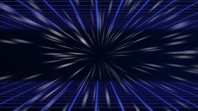 Animation of start text over neon lines and light trails background. Global video game, digital interface, communication, computing and data processing concept digitally generated video.