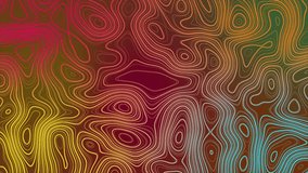 Animated colorful abstract pattern with animation of morphing line as topographic map	